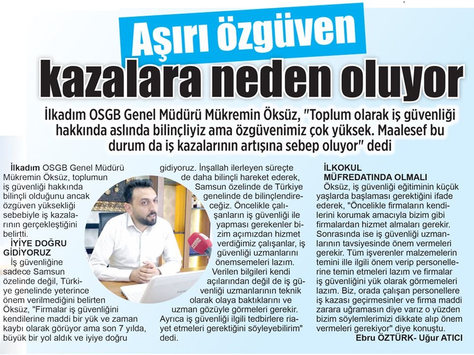 İlkadım OSGB Samsun Gazetesinde